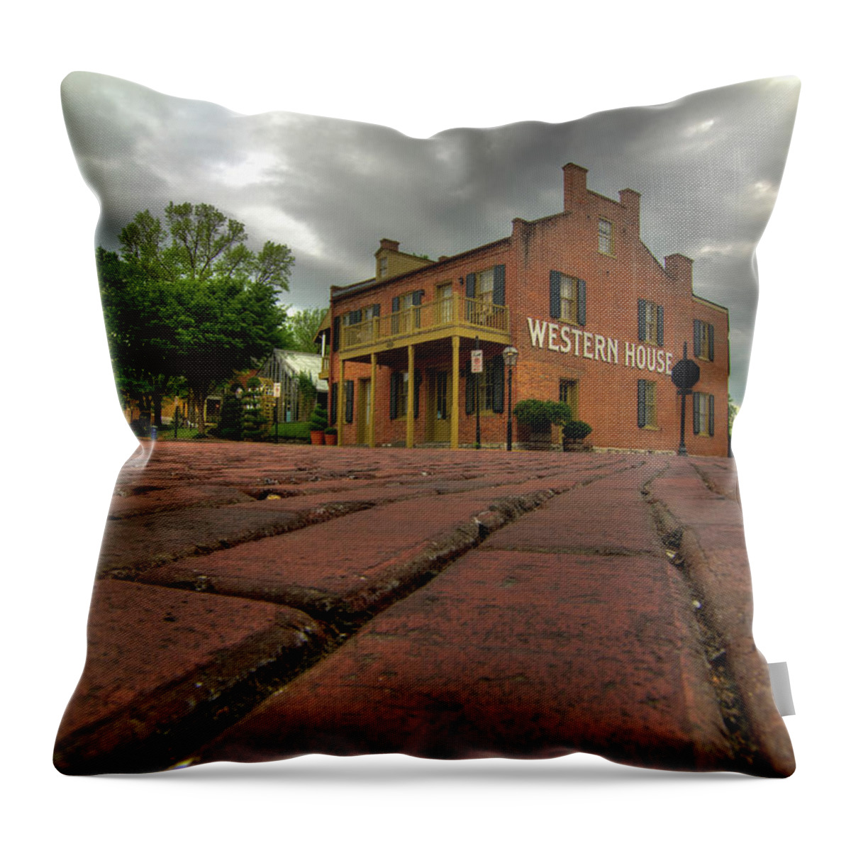 Missouri Throw Pillow featuring the photograph Stormy Morning on Main Street by Steve Stuller