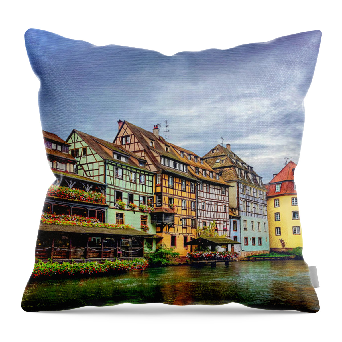 Strasbourg Throw Pillow featuring the photograph Stormy Skies in Strasbourg by Carol Japp