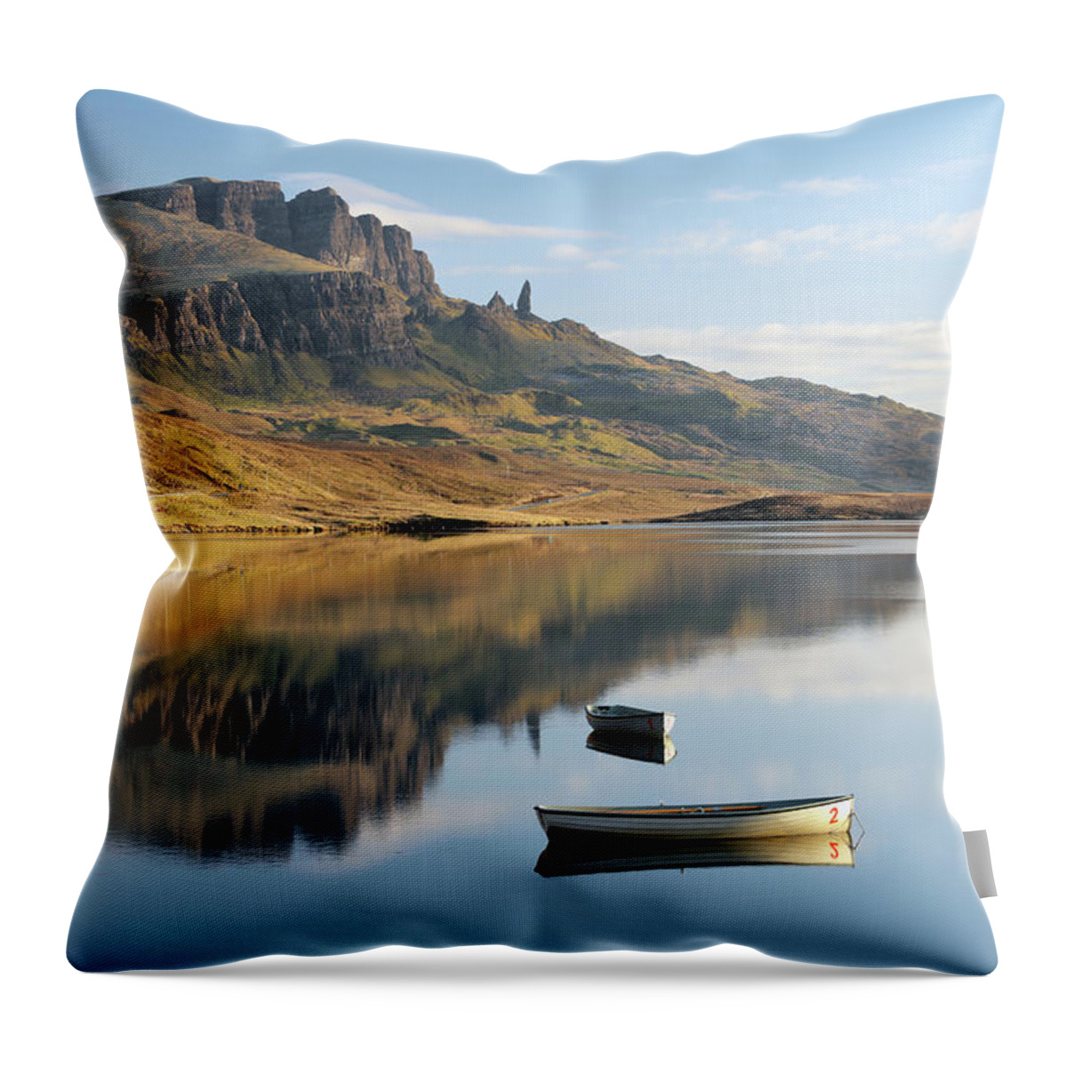 The Storr Throw Pillow featuring the photograph Storr reflection by Grant Glendinning