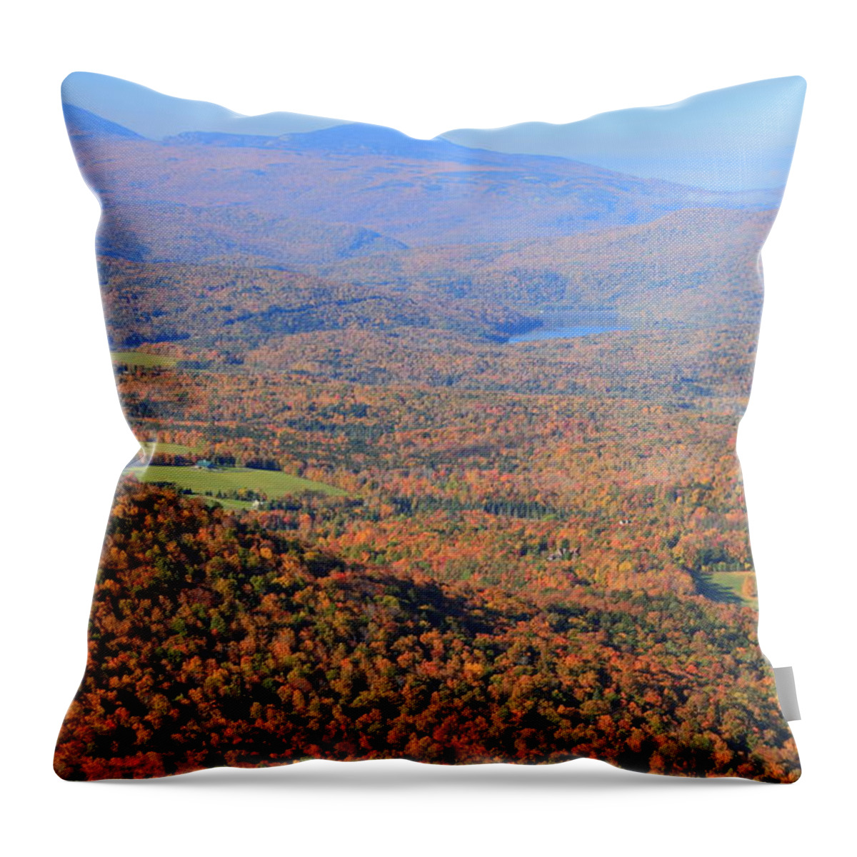 Autumn Throw Pillow featuring the photograph Stowe Pinnacle View to Camels Hump in Autumn by John Burk