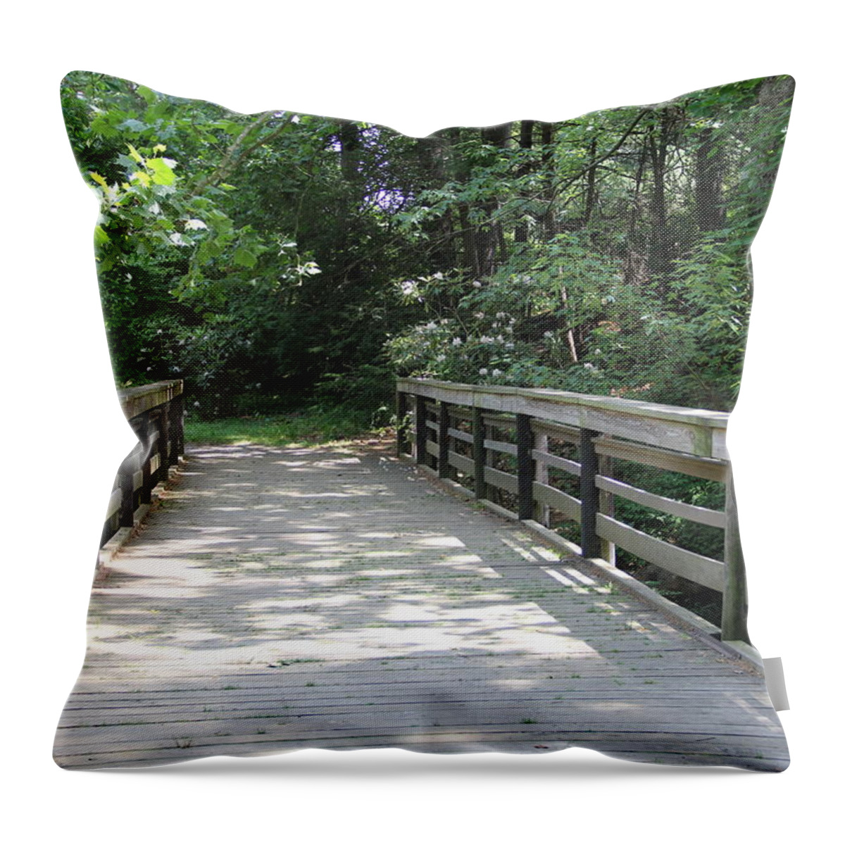 Bridge Throw Pillow featuring the photograph Straight Bridge by Allen Nice-Webb