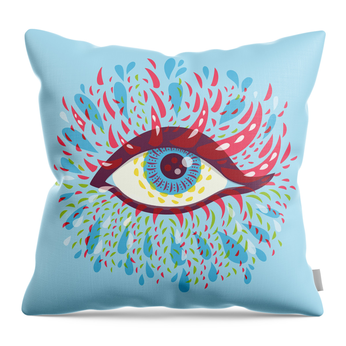 Eye Throw Pillow featuring the digital art Strange Blue Psychedelic Eye by Boriana Giormova