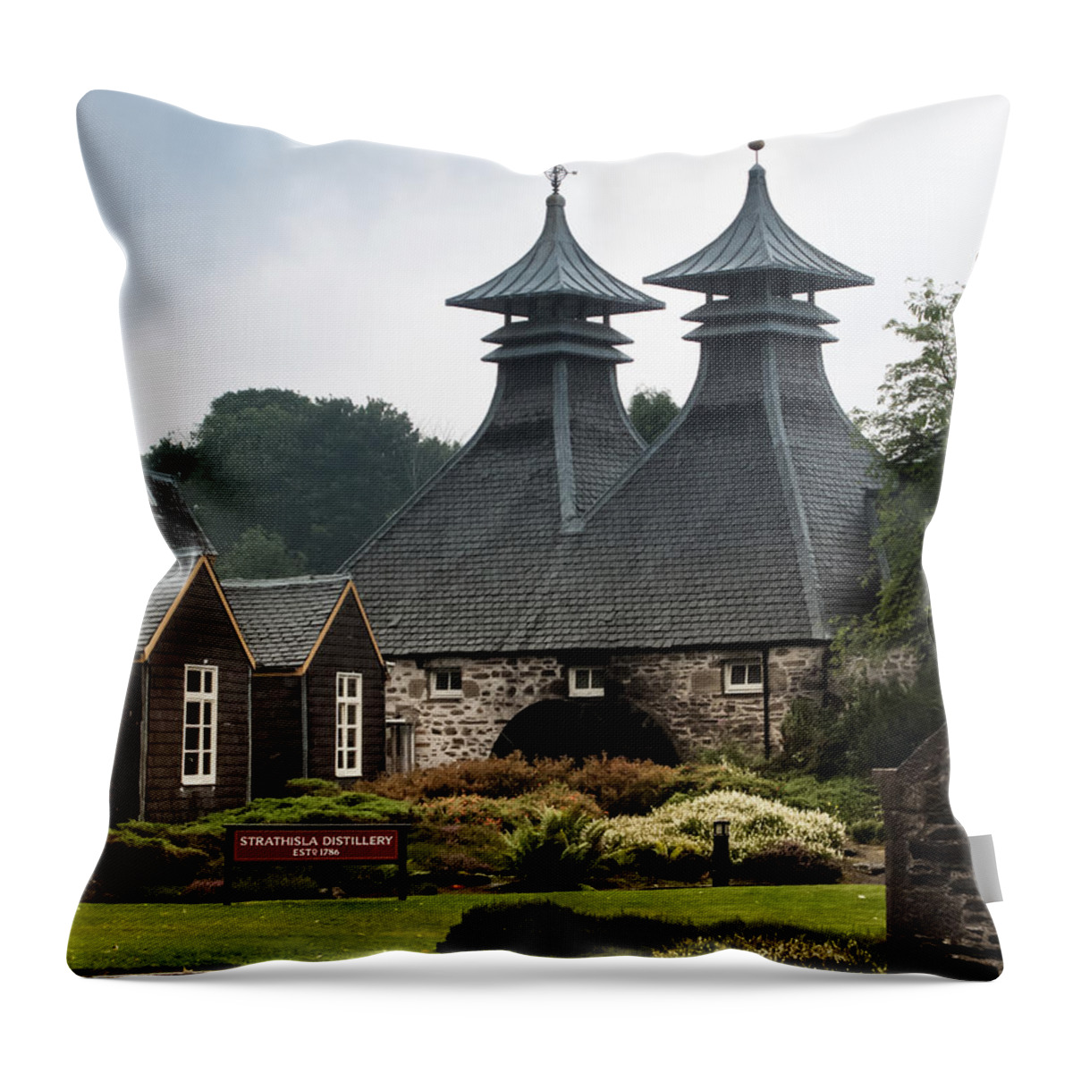 Scotland Throw Pillow featuring the photograph Strathisla Whisky Distillery Scotland by Jan Bickerton