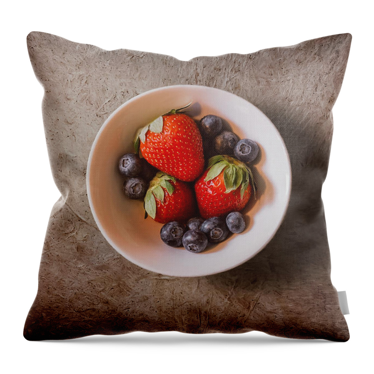 Scott Norris Photography Throw Pillow featuring the photograph Strawberries and Blueberries by Scott Norris