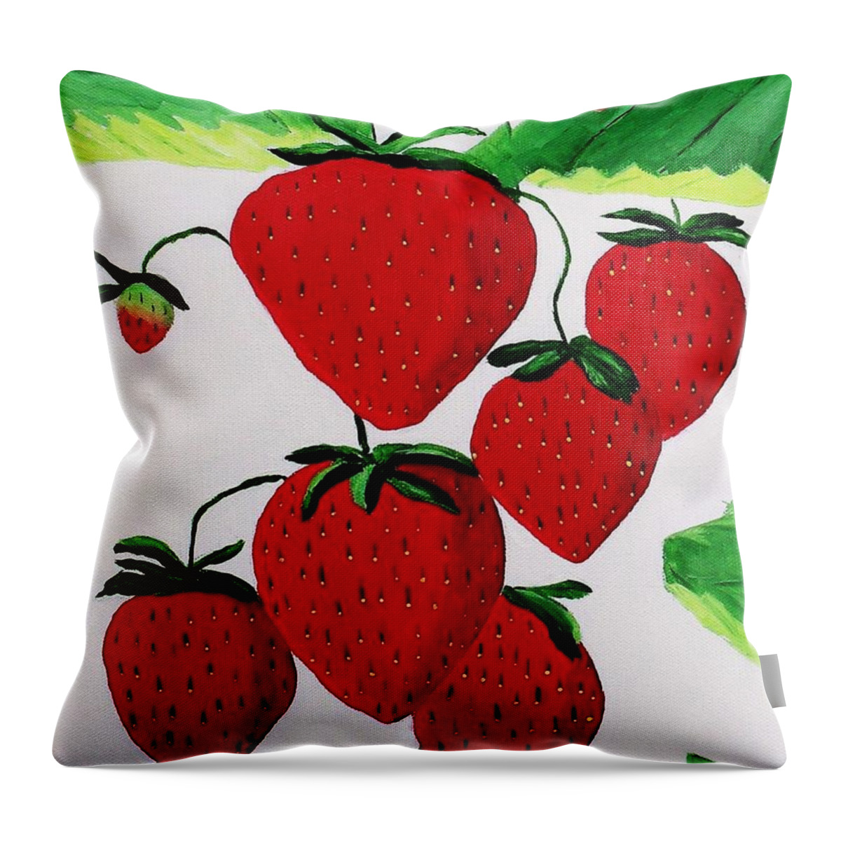 Strawberries Throw Pillow featuring the painting Strawberries by Rodney Campbell