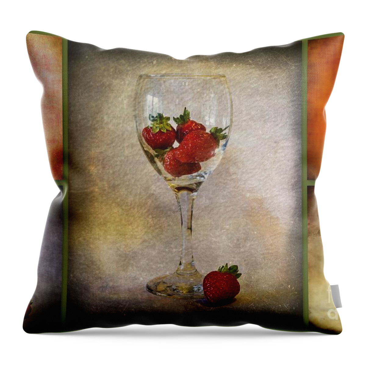 Strawberries Throw Pillow featuring the photograph Strawberry Still Life Collage by Sandra Cockayne ADPS