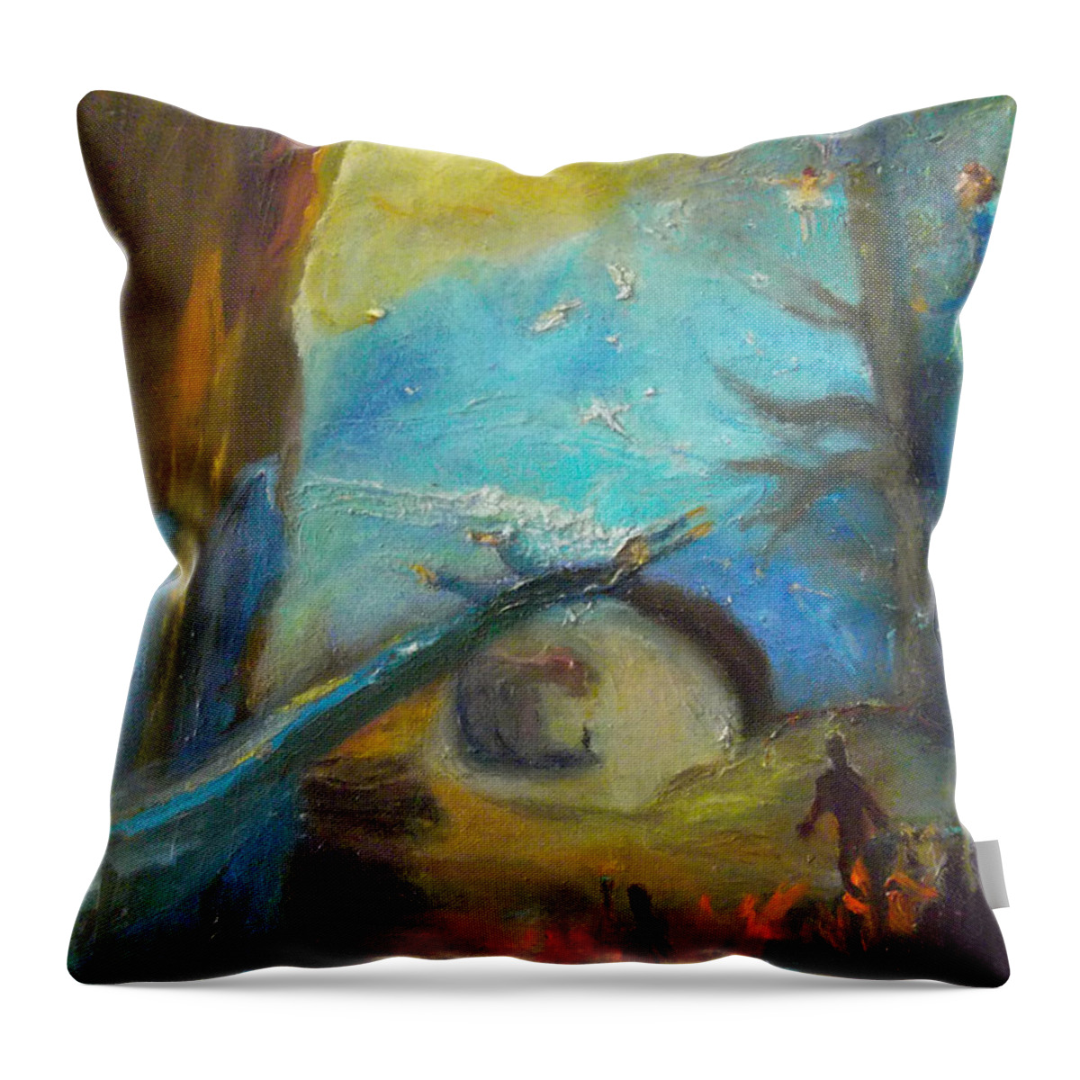 Abstract Throw Pillow featuring the painting Stream of Consciousness by Susan Esbensen
