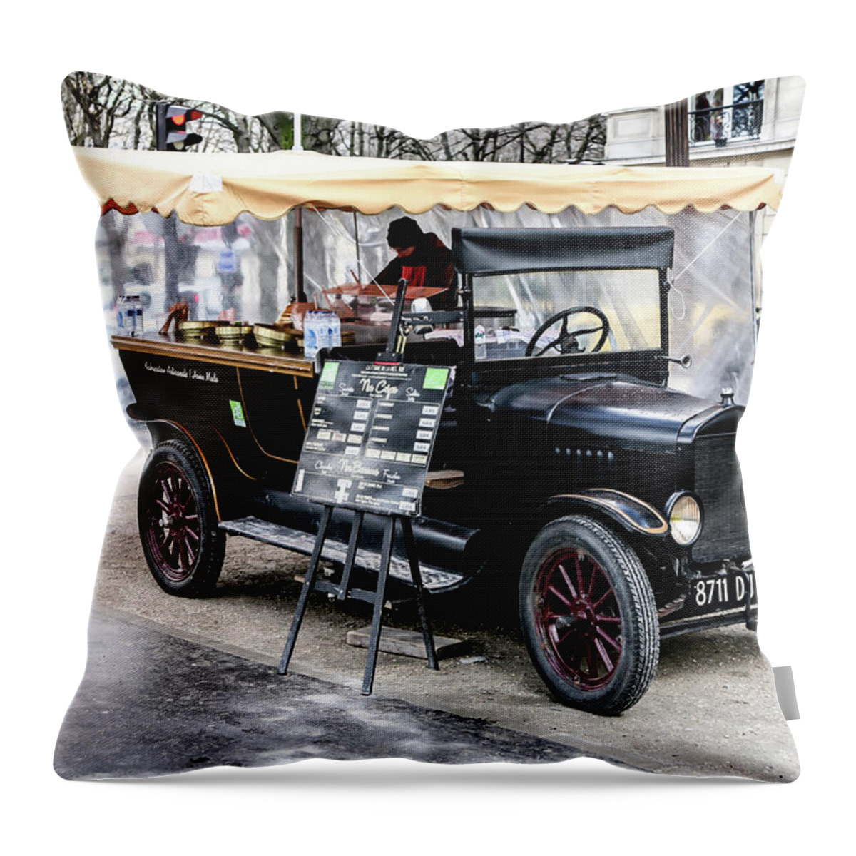 Midnight Throw Pillow featuring the digital art Street Car Cafe by Birdly Canada