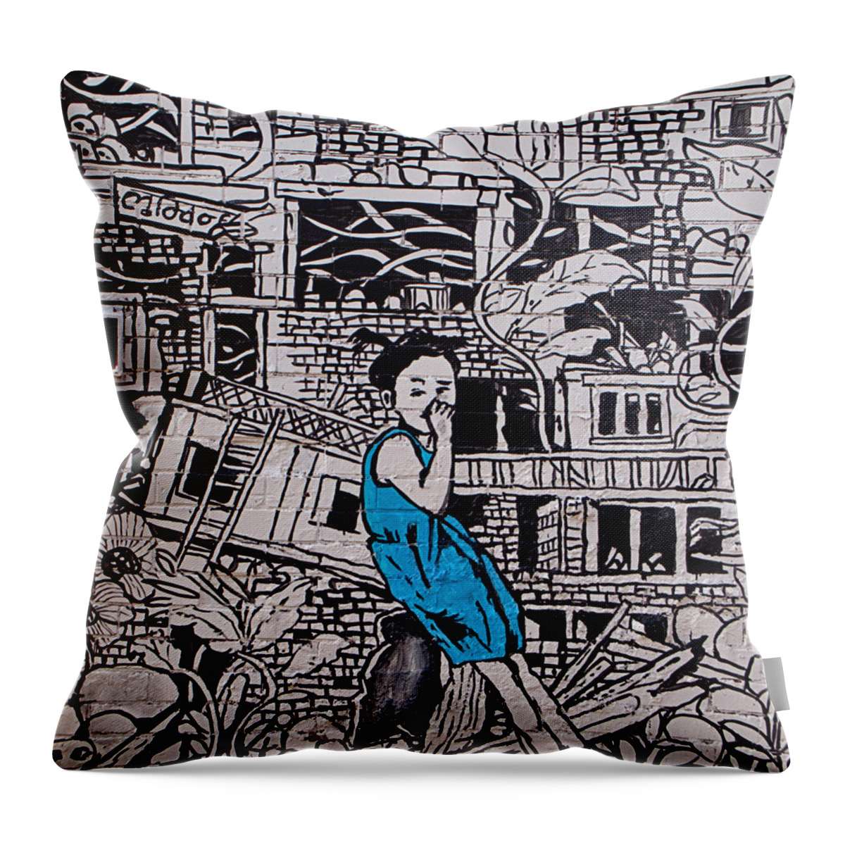 Street Art Throw Pillow featuring the photograph Street Child by Newwwman