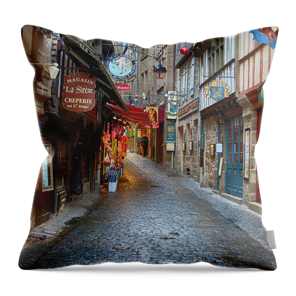 Mont Throw Pillow featuring the photograph Street Le Mont Saint Michel by Hugh Smith