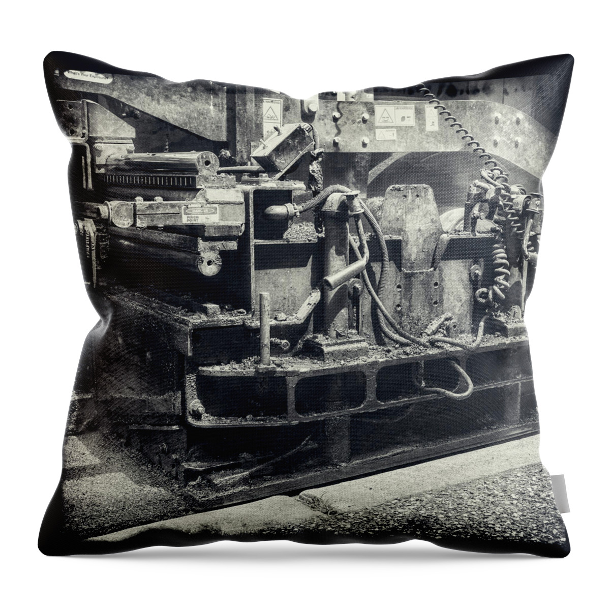 Street Paver Throw Pillow featuring the photograph Street Paver by Tony Locke