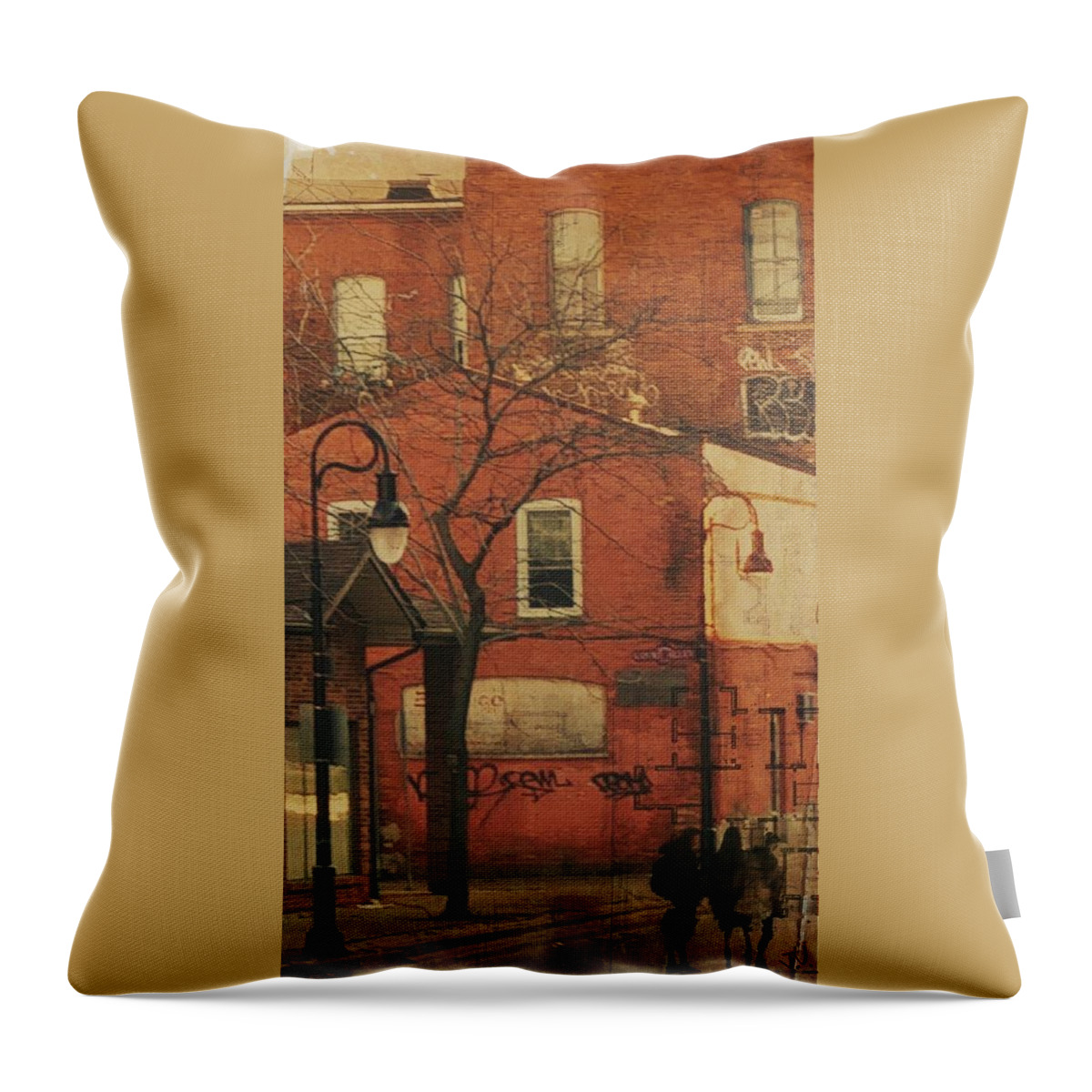City Throw Pillow featuring the photograph Street Scene in St Cathereines by Jim Vance