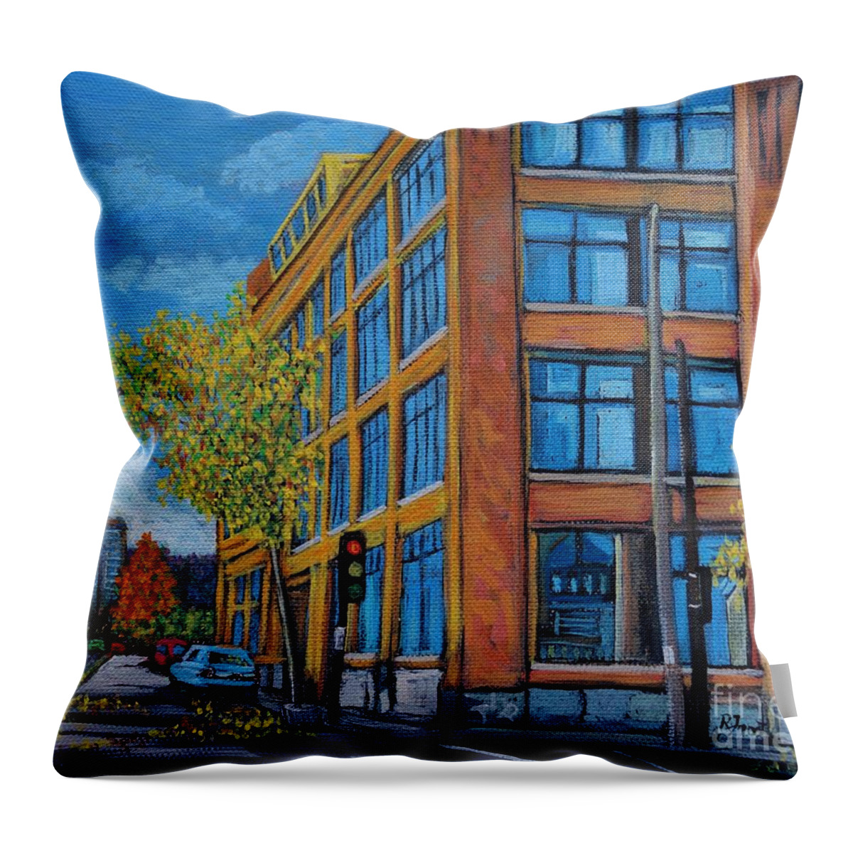 Montreal Throw Pillow featuring the painting Street Study Montreal by Reb Frost