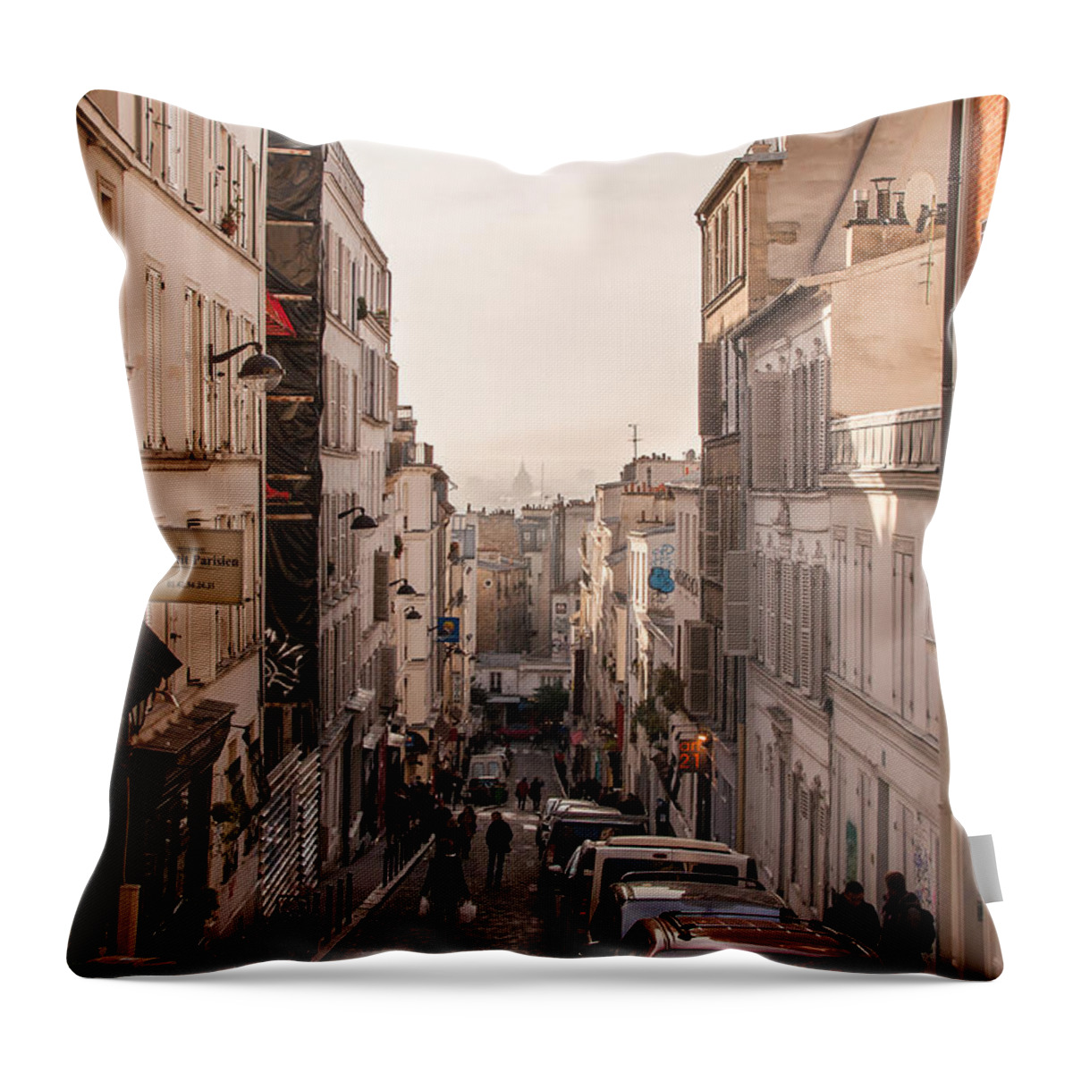 Architecture Throw Pillow featuring the photograph Streets of Montmartre by Marcus Karlsson Sall