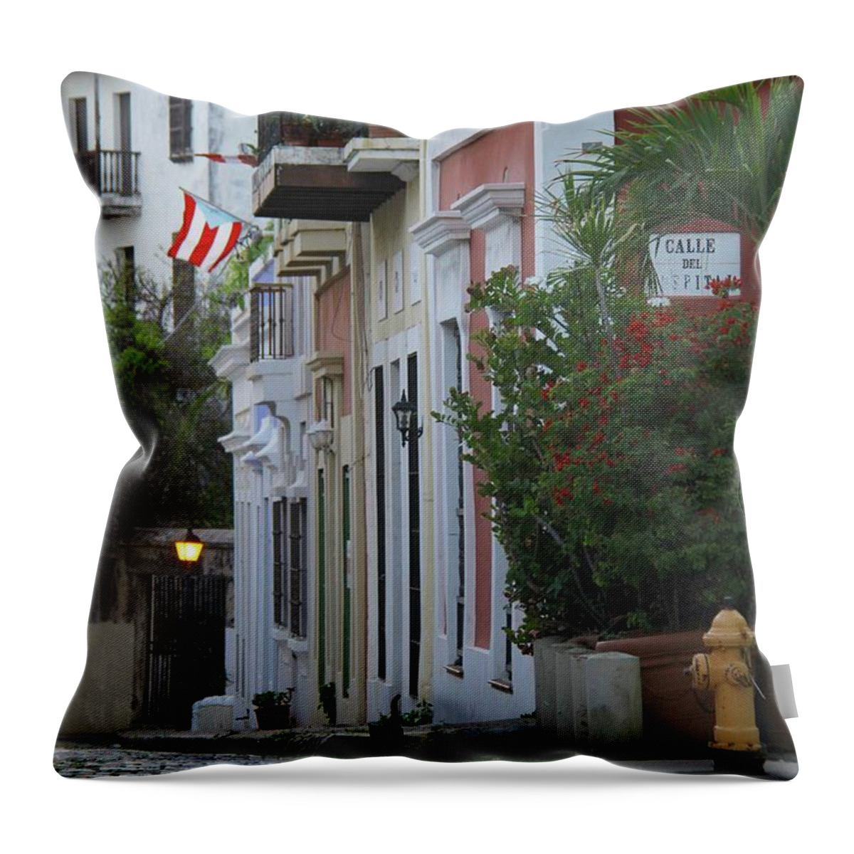 Old San Juan Throw Pillow featuring the photograph Streets of Old San Juan by Suzanne Oesterling