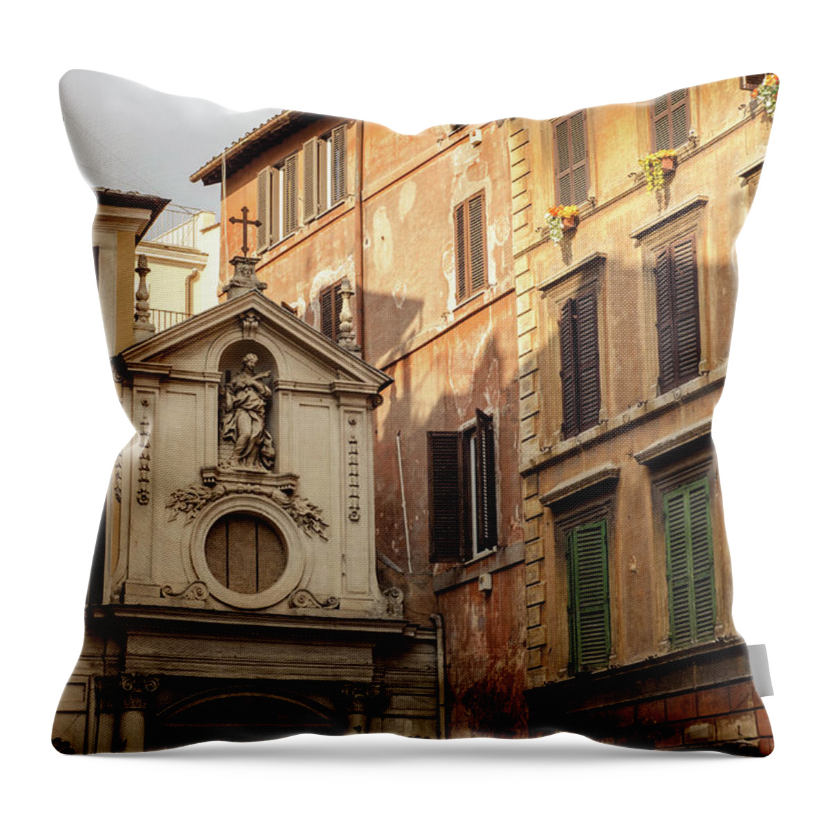 Street Throw Pillow featuring the photograph Streets of Rome - Through art and history by AM FineArtPrints