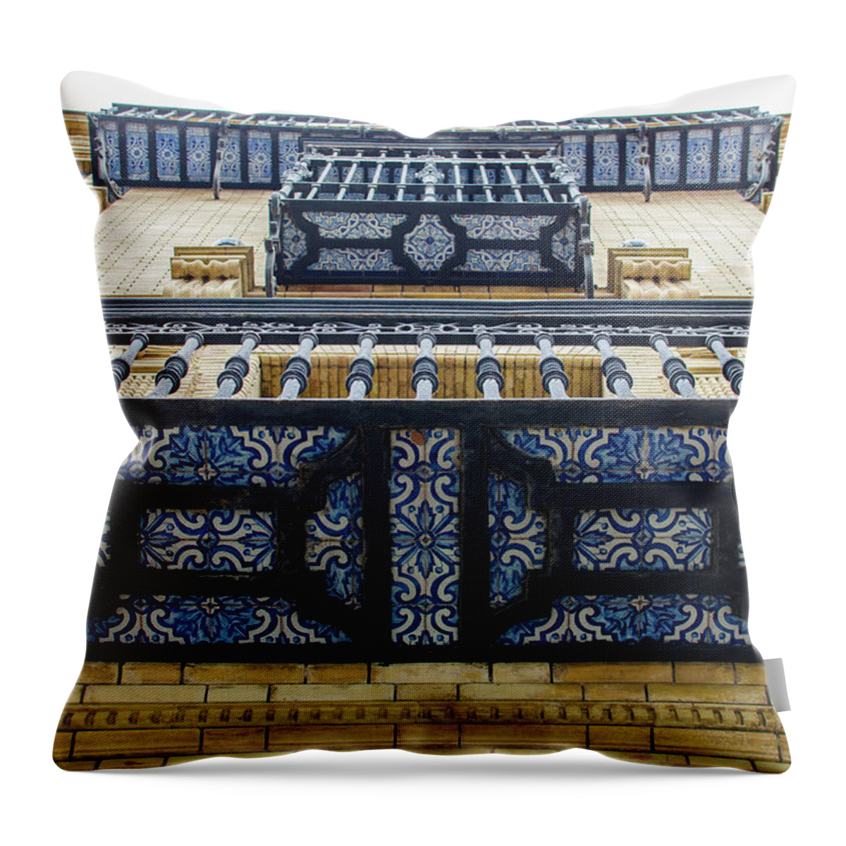 Seville Throw Pillow featuring the photograph Streets of Seville - Azulejos by AM FineArtPrints