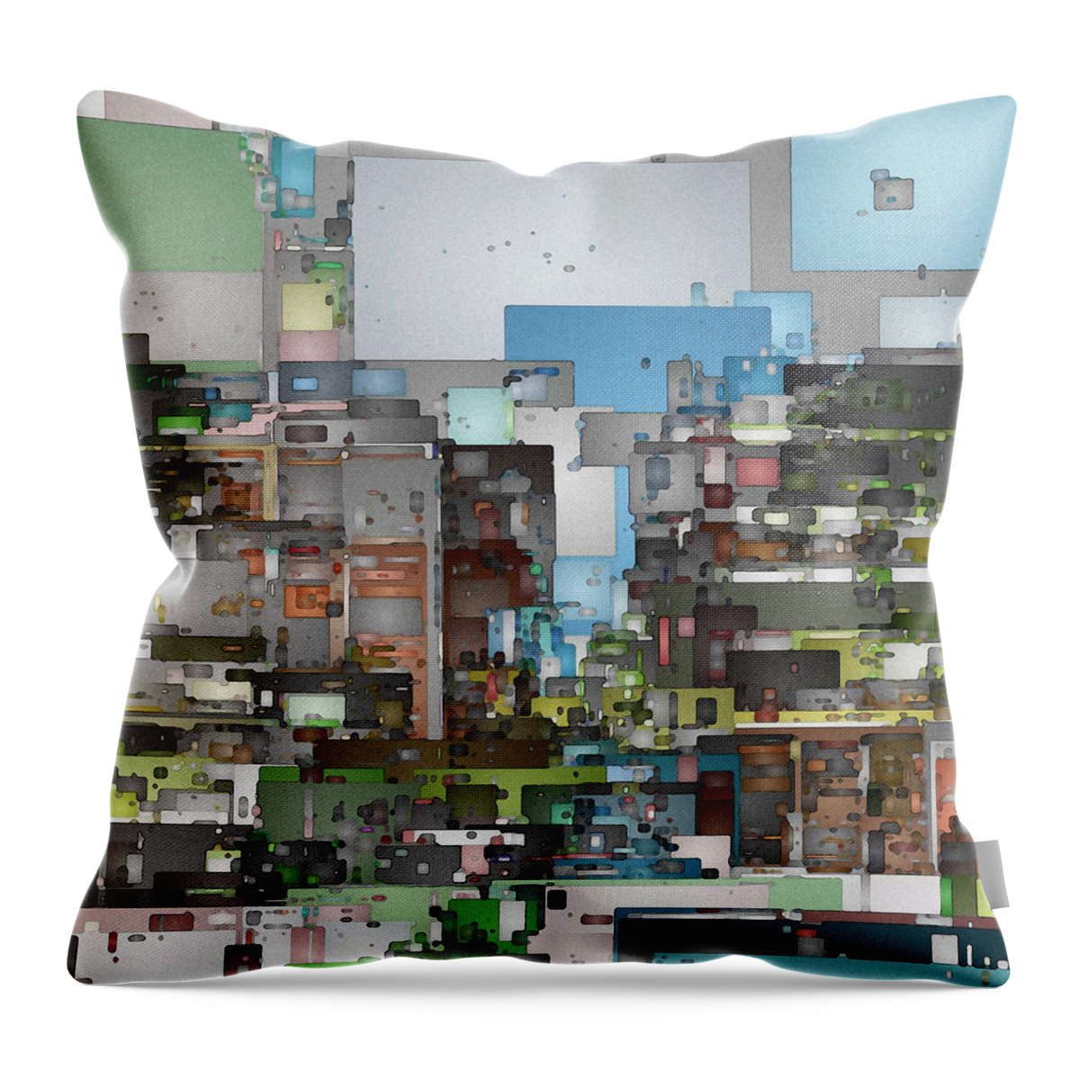 Abstract Throw Pillow featuring the digital art Streetscape 3 by David Hansen