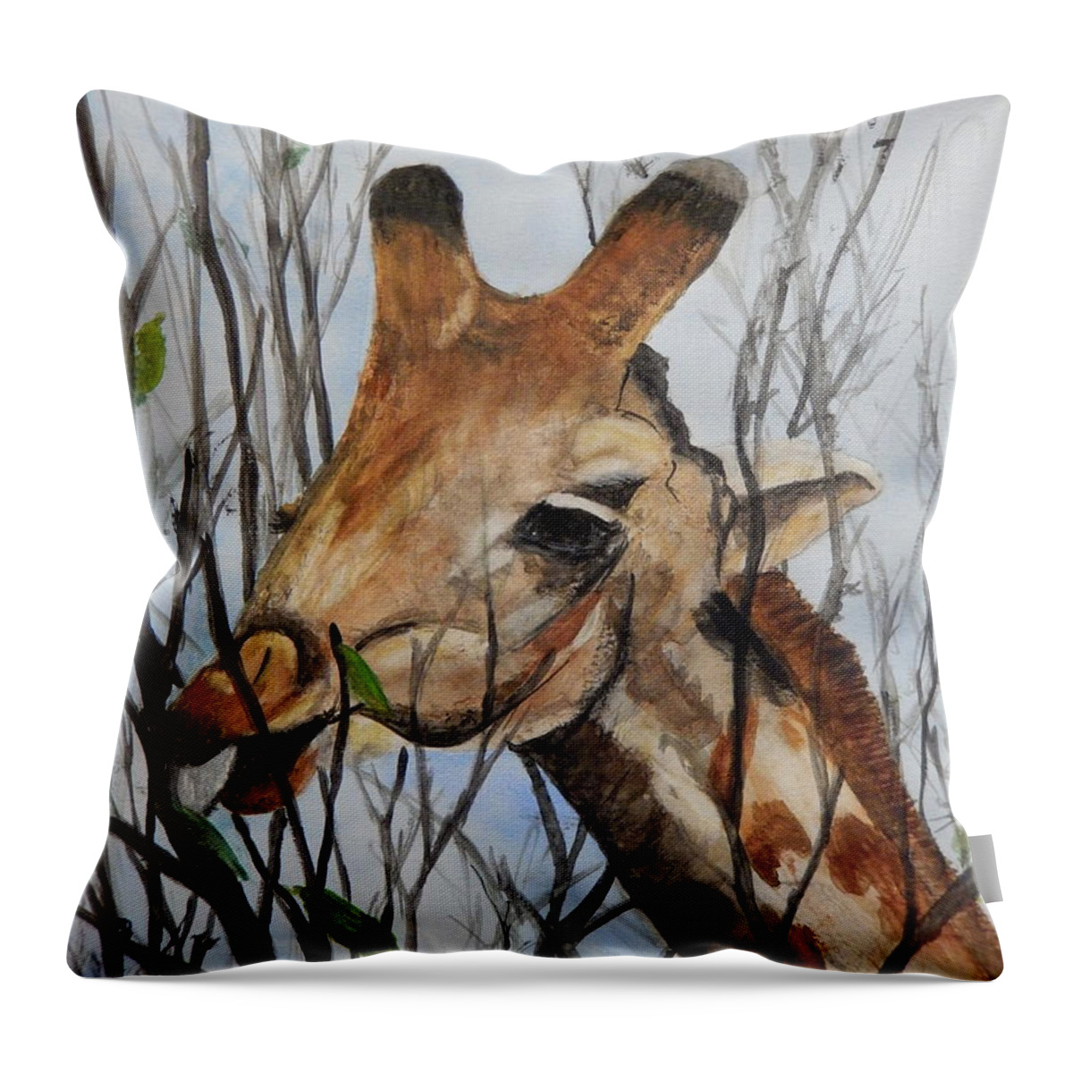 Animal Throw Pillow featuring the painting Stretch by Betty-Anne McDonald