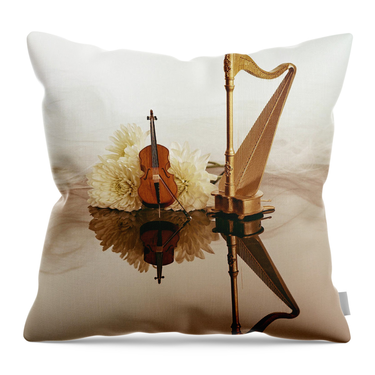 Strine Duet Throw Pillow featuring the photograph String Duet by Judi Quelland