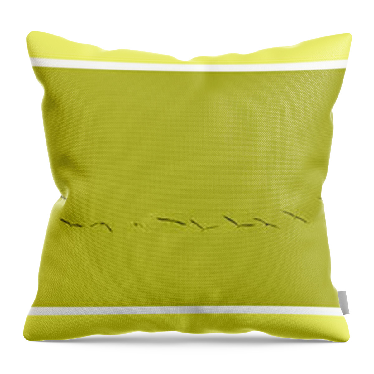 Birds Throw Pillow featuring the photograph String of Birds in Yellow by Mary Mikawoz