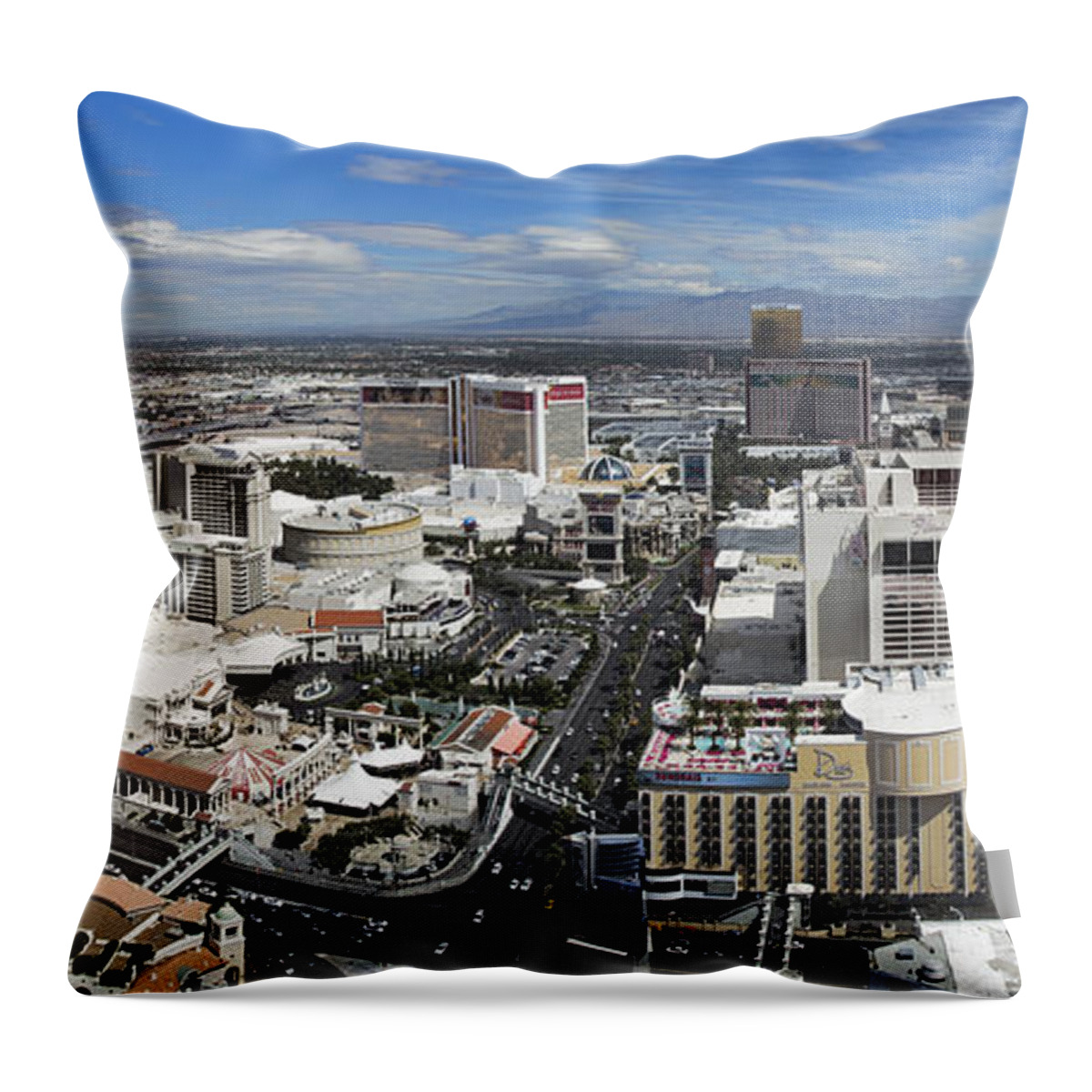 Las Vegas Throw Pillow featuring the photograph Strip And Flamingo by Ricky Barnard