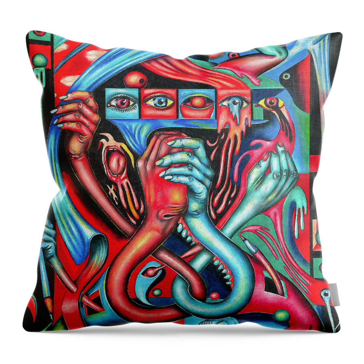 Equilibrium Throw Pillow featuring the drawing Striving for an Equilibrium by Justin Jenkins