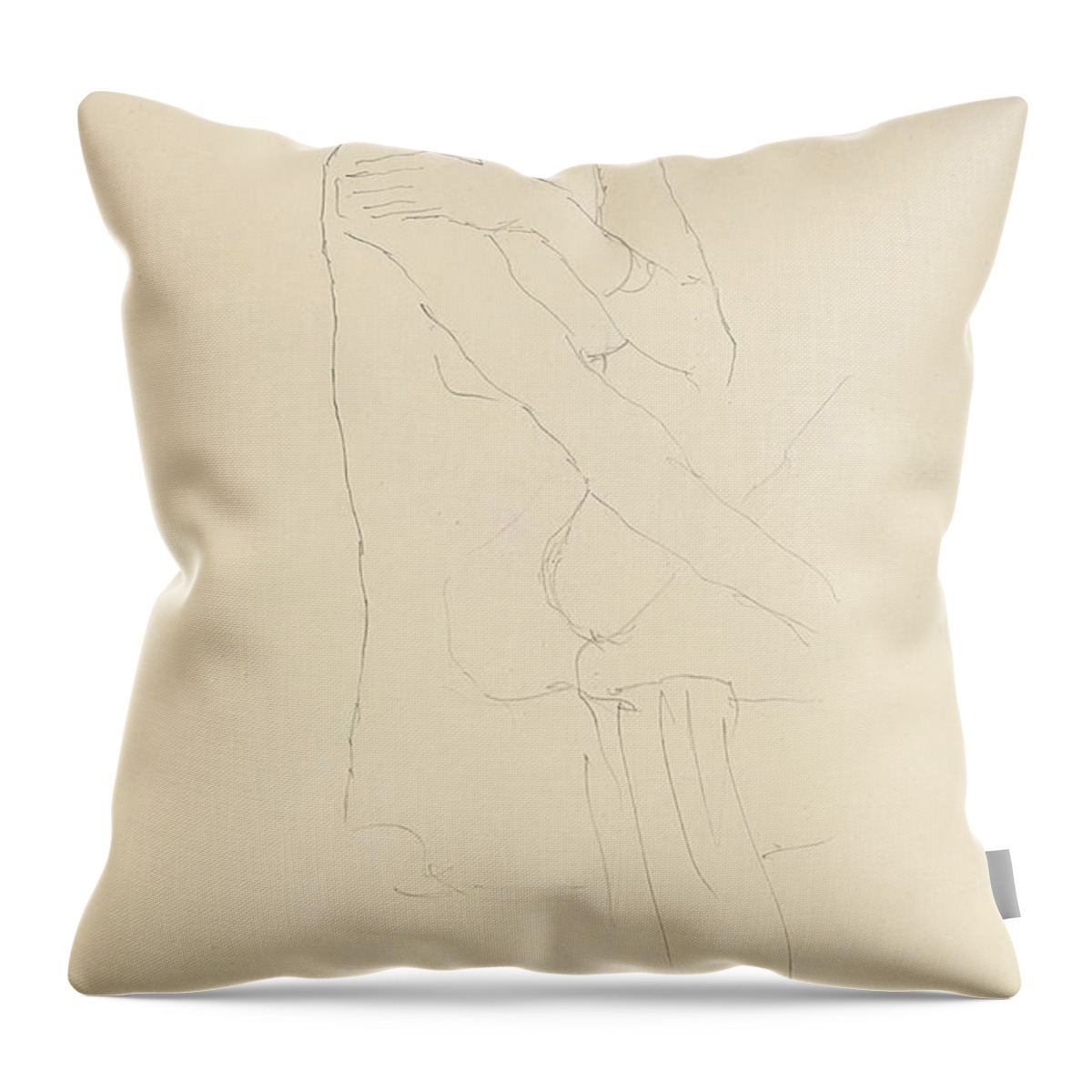 Gustav Klimt Throw Pillow featuring the drawing Study for Adele Bloch Bauer II by Gustav Klimt