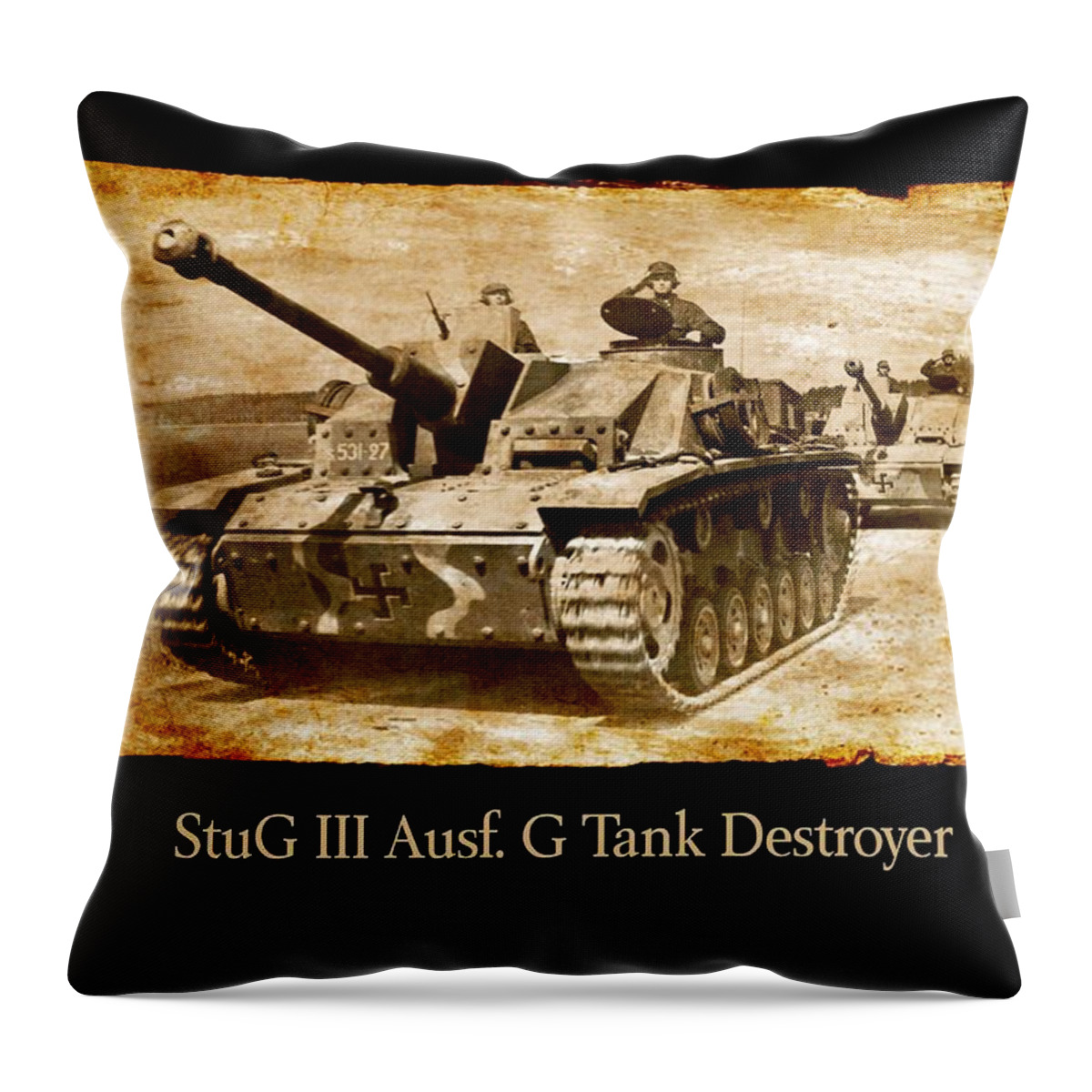 Sturmi Throw Pillow featuring the digital art StuG III Ausf G Tank Destroyer by John Wills