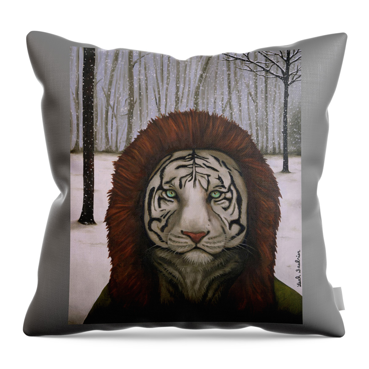 Winter Throw Pillow featuring the painting Sub Zero for Holidays by Leah Saulnier The Painting Maniac