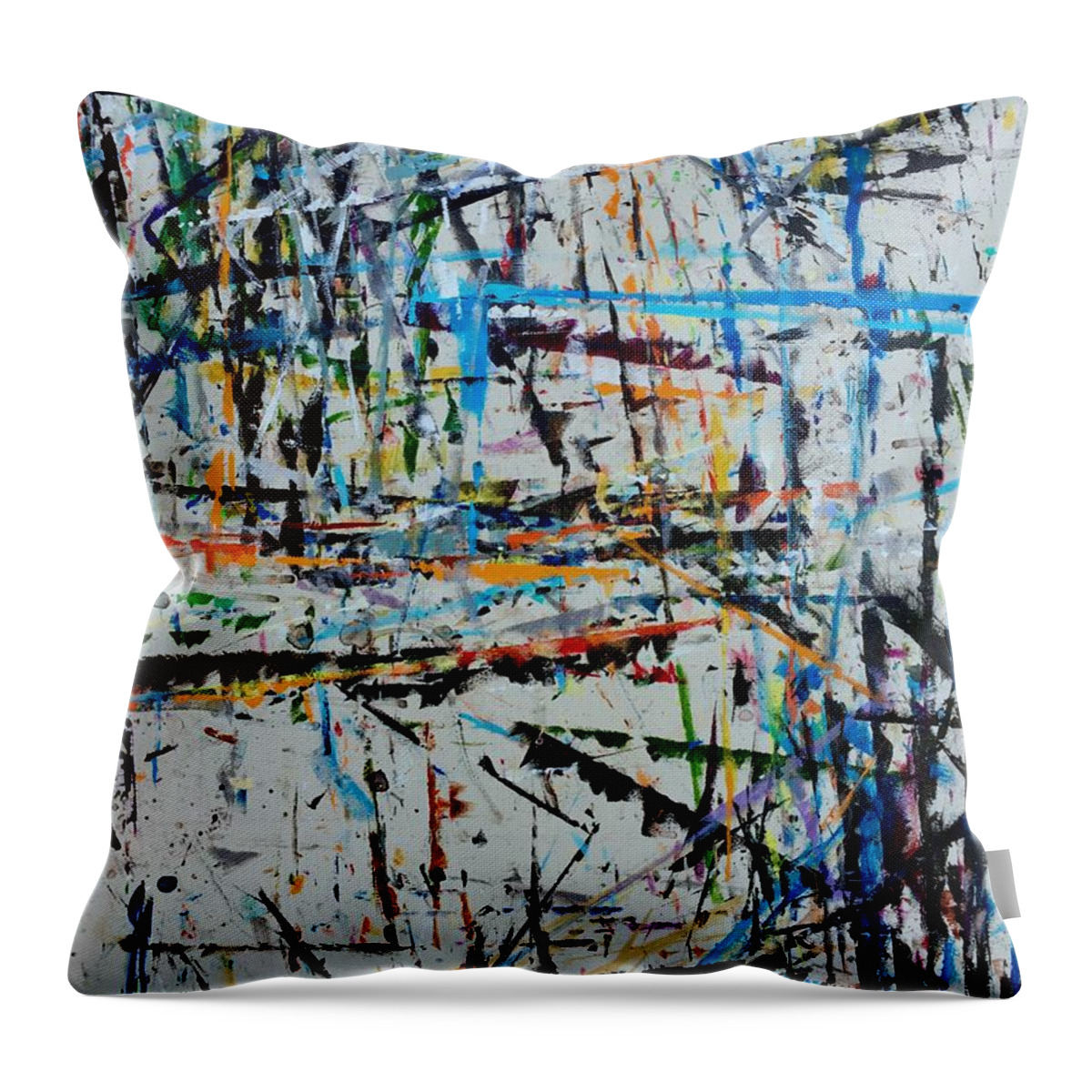 Abstract Throw Pillow featuring the painting Subterfuge by Joel Tesch