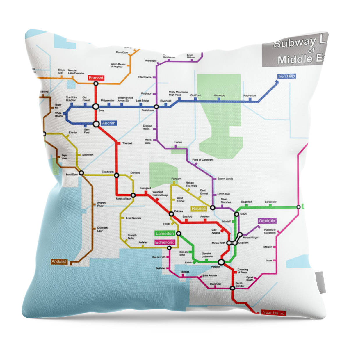 Middle Earth Throw Pillow featuring the photograph Subway Lines of Middle Earth by C H Apperson