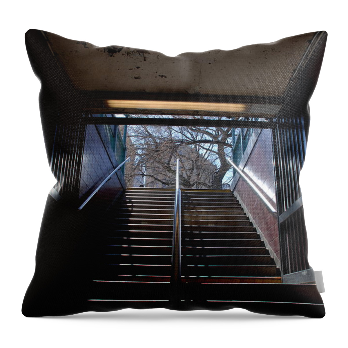 Pop Art Throw Pillow featuring the photograph Subway Stairs To Freedom by Rob Hans