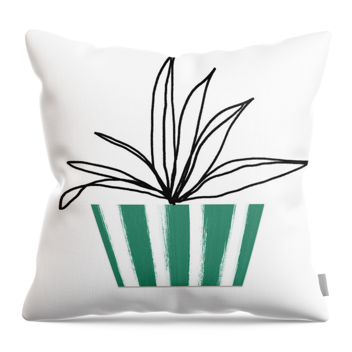 Plant Throw Pillow featuring the mixed media Succulent In Green Pot 3- Art by Linda Woods by Linda Woods
