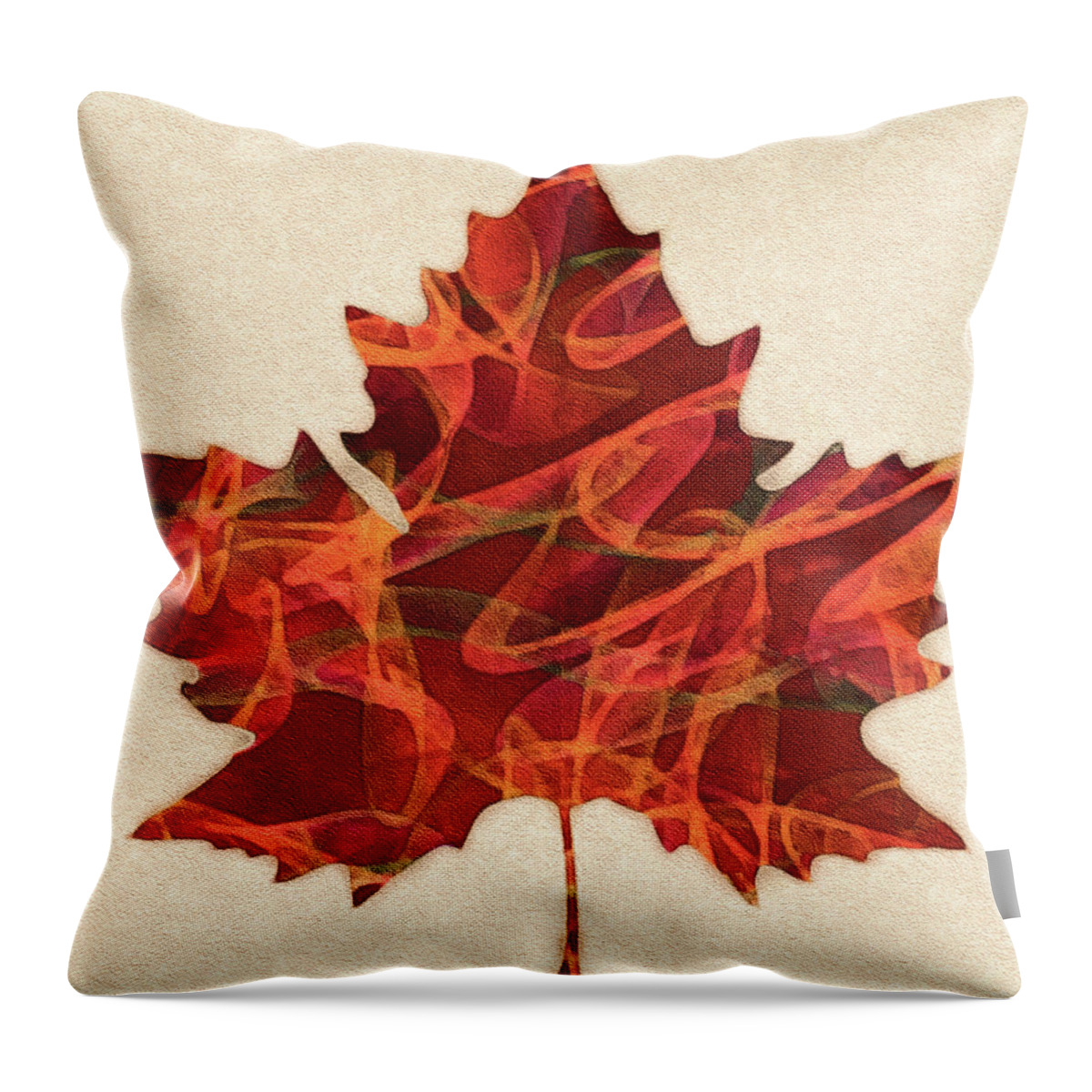 Surrealist Maple Tree Leaf Throw Pillow featuring the digital art Sugar Maple by Susan Maxwell Schmidt