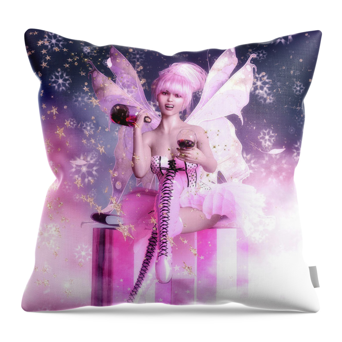 Sugar Plum Fairy Throw Pillow featuring the digital art Sugar Plum Fairy by Shanina Conway