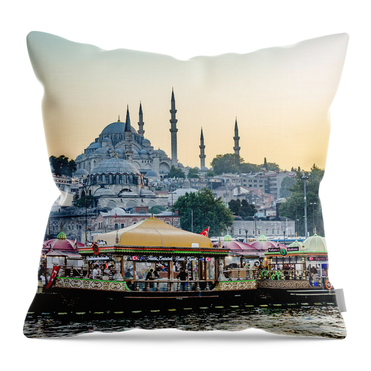 Suleymaniye Throw Pillow featuring the photograph Suleymaniye Mosque at Sunset by Anthony Doudt
