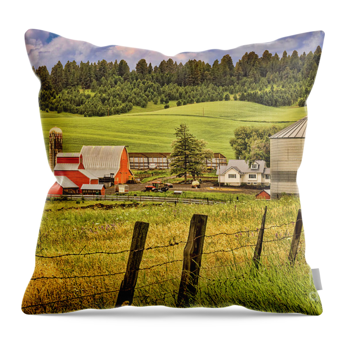Palouse Throw Pillow featuring the photograph Summer at a Palouse Farm by Priscilla Burgers