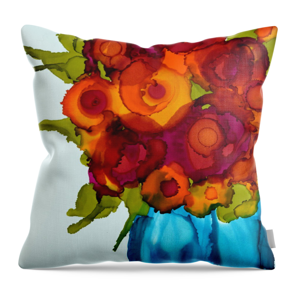 Floral Throw Pillow featuring the painting Summer Bouquet by Beth Kluth