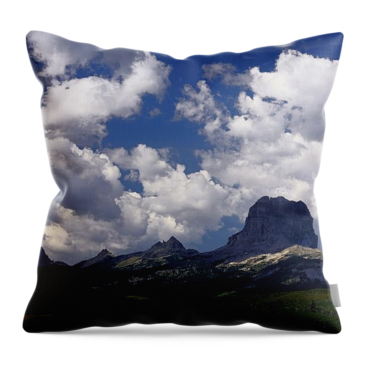 Chief Mountain Throw Pillow featuring the photograph Summer Day at Chief Mountain by Tracey Vivar