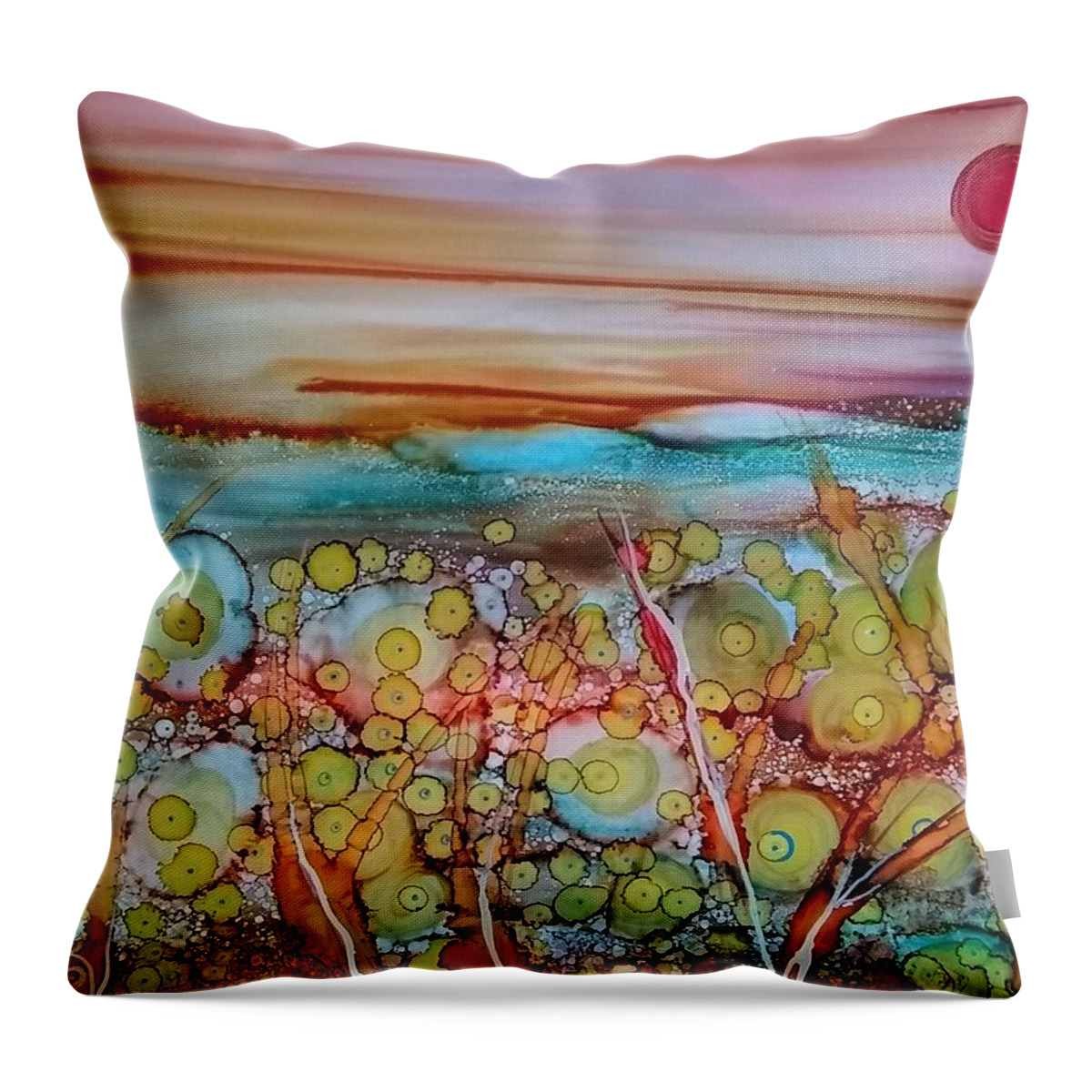 Alcohol Inks Prints Throw Pillow featuring the painting Summer Daze by Betsy Carlson Cross