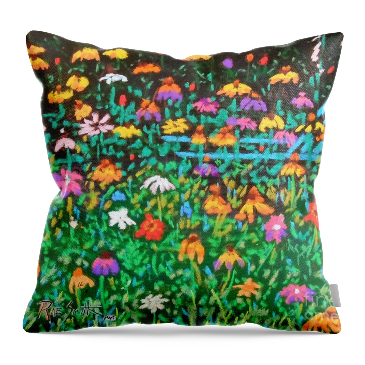 Flowers Throw Pillow featuring the pastel Summer Dreaming by Rae Smith