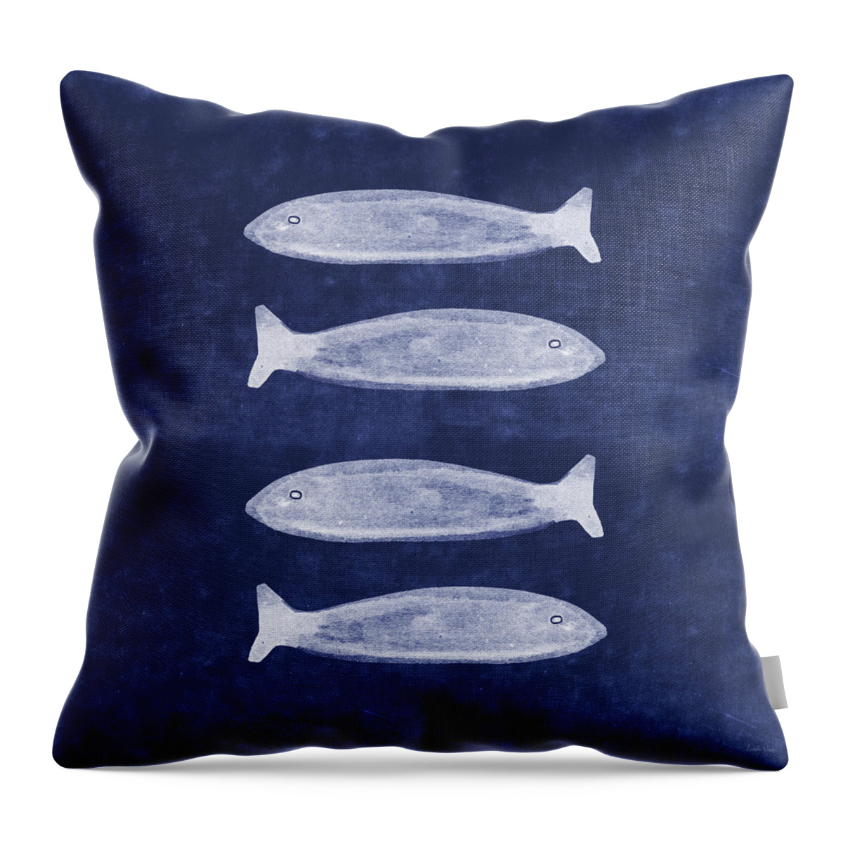 Blue Throw Pillow featuring the mixed media Summer Fish- Art by Linda Woods by Linda Woods