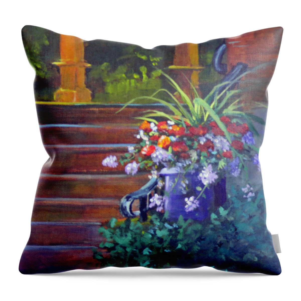 Summer Throw Pillow featuring the painting Summer Flowers by Judy Fischer Walton