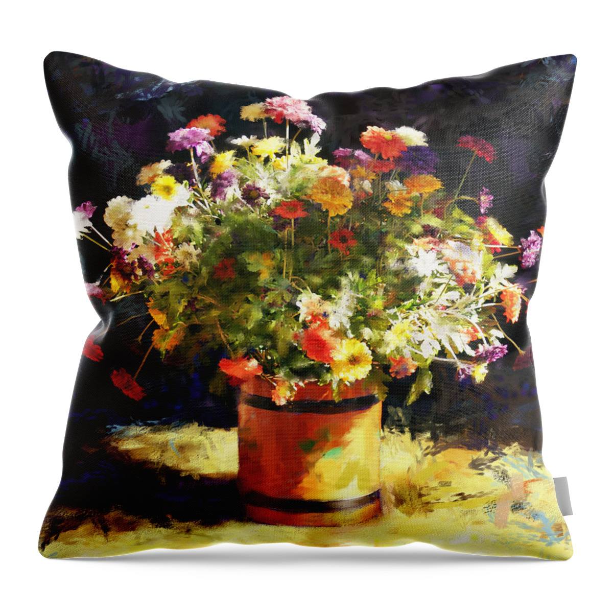 Flowers Throw Pillow featuring the painting Summer Flowers by Sandra Selle Rodriguez