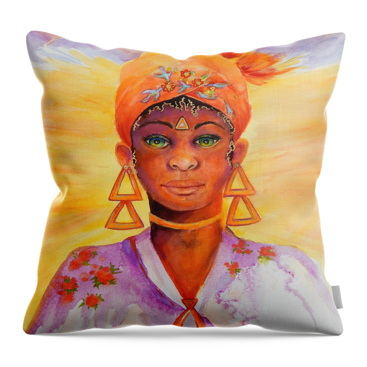 Summer Throw Pillow featuring the painting Summer Goddess by Caroline Patrick