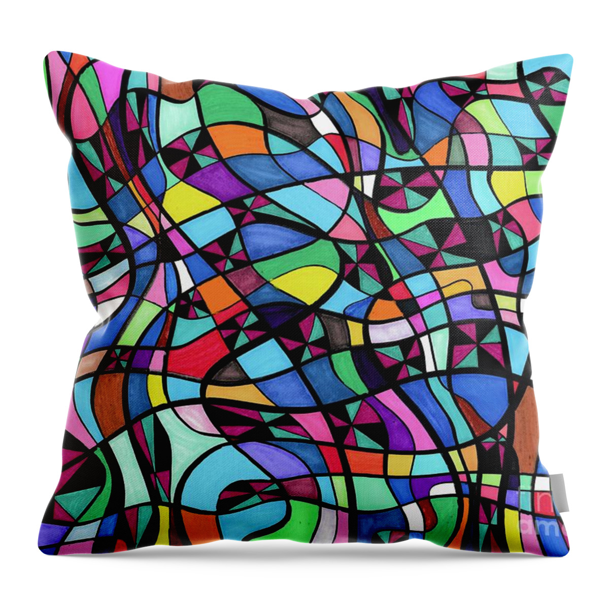 Abstract Throw Pillow featuring the drawing Summer Heat by Lara Morrison