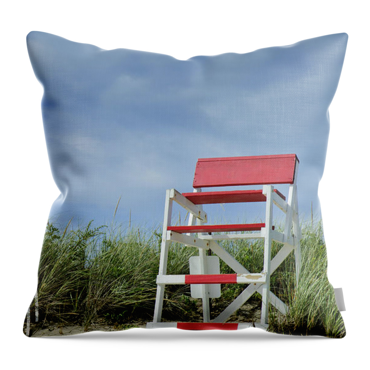 Misquamicut Throw Pillow featuring the photograph Summer in Red White and Blue by Marianne Campolongo