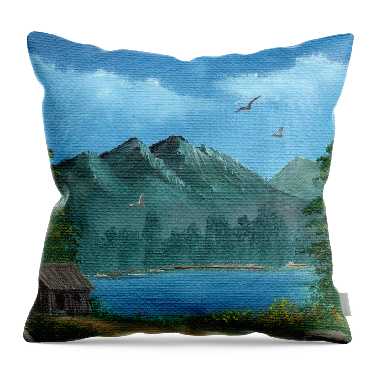 Landscape Throw Pillow featuring the painting Summer in the Mountains by Sheri Keith