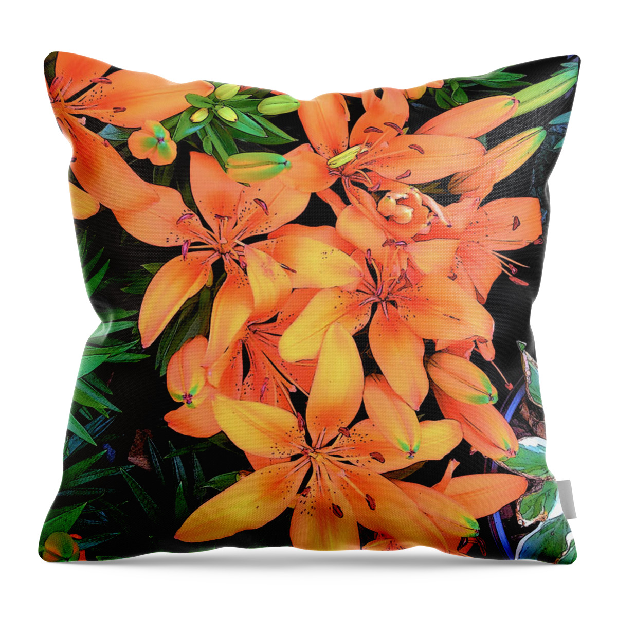 Flower Throw Pillow featuring the photograph Summer Lily by Strangefire Art Scylla Liscombe